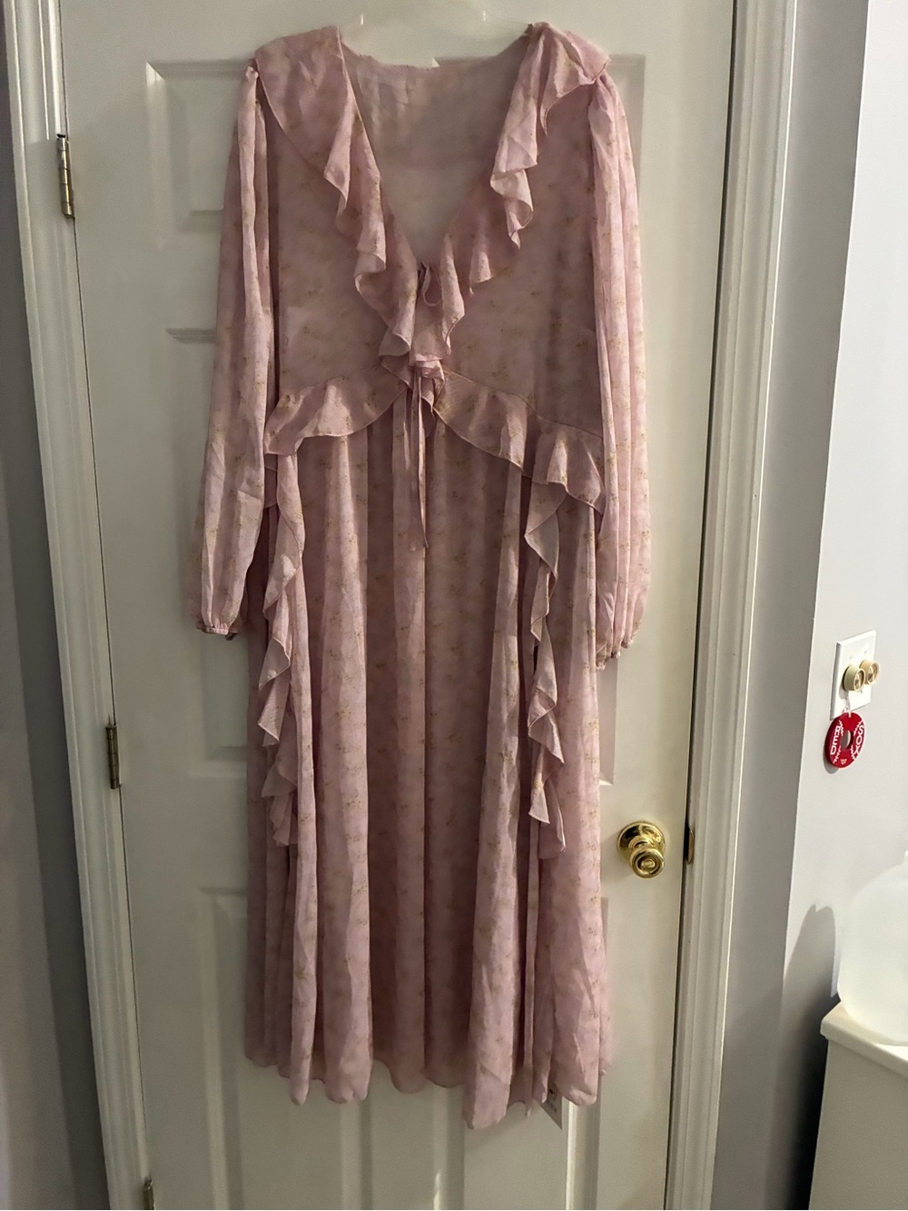 Cider Pale Pink Ruffle Maxi Dress NWT